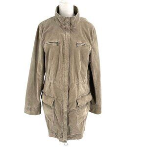 J.Jill Stretch Corduroy Full-Zip Utility Jacket Pockets Neutral Tan size Small